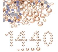 sourcing map 1440 Pcs Hotfix Rhinestones, 2mm-5mm, Flatback Crystal Glass Gems with Clear Bag Nail Art Kit for Crafts Clothes DIY Decoration 5 Sizes (SS6-SS20 Set,Light Champagne)