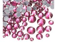 sourcing map 1450 Pcs Hotfix Rhinestones Flatback Crystal Glass Gems with Clear Bag Nail Art Kit for Crafts Clothes DIY Decoration 5 Sizes (SS6-SS30 Set,Deep Purple)
