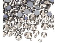 sourcing map 1450 Pcs Hotfix Rhinestones Flatback Crystal Glass Gems with Clear Bag Nail Art Kit for Crafts Clothes DIY Decoration 5 Sizes (SS6-SS30 Set,Gray)