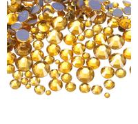sourcing map 1450 Pcs Hotfix Rhinestones Flatback Crystal Glass Gems with Clear Bag Nail Art Kit for Crafts Clothes DIY Decoration 5 Sizes (SS6-SS30 Set,Gold)