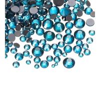 sourcing map 1450 Pcs Hotfix Rhinestones Flatback Crystal Glass Gems with Clear Bag Nail Art Kit for Crafts Clothes DIY Decoration 5 Sizes (SS6-SS30 Set,Pale Blue)