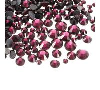 sourcing map 1450 Pcs Hotfix Rhinestones Flatback Crystal Glass Gems with Clear Bag Nail Art Kit for Crafts Clothes DIY Decoration 5 Sizes (SS6-SS30 Set,Dark Purple)