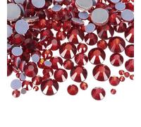 sourcing map 1450 Pcs Hotfix Rhinestones Flatback Crystal Glass Gems with Clear Bag Nail Art Kit for Crafts Clothes DIY Decoration 5 Sizes (SS6-SS30 Set,Dark Red)