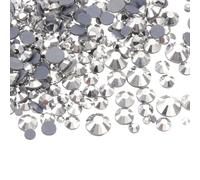 sourcing map 1450 Pcs Hotfix Rhinestones Flatback Crystal Glass Gems with Clear Bag Nail Art Kit for Crafts Clothes DIY Decoration 5 Sizes (SS6-SS30 Set,Silver)