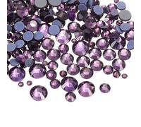 sourcing map 1450 Pcs Hotfix Rhinestones Flatback Crystal Glass Gems with Clear Bag Nail Art Kit for Crafts Clothes DIY Decoration 5 Sizes (SS6-SS30 Set,Pale Purple)