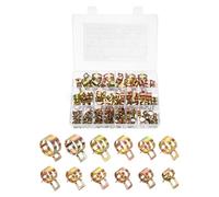 sourcing map 148pcs Spring Band Type Hose Clamps 6/7/9/10/11/12/14/16/18/20/22/25mm Fuel Line Hose Spring Clip Silicone Vacuum Hose Pipe Clamp Low Pressure Tube Clip Fastener, Colorful