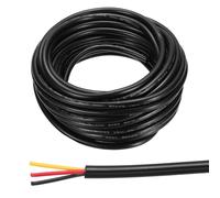 sourcing map 14AWG Electrical Wire 3 Conductors 25FT/7.62m Power Cable Flexible Extension Signal Signal Cable Black for LED Strips Lamps Lighting Power Supply