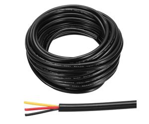 sourcing map 14AWG Electrical Wire 3 Conductors 25FT/7.62m Power Cable Flexible Extension Signal Signal Cable Black for LED Strips Lamps Lighting Power Supply