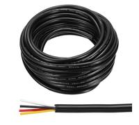 sourcing map 14AWG Electrical Wire 4 Conductors 25FT/7.62m Power Cable Flexible Extension Signal Signal Cable Black for LED Strips Lamps Lighting Power Supply