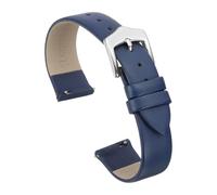 sourcing map 14mm Blue Genuine Leather Watch Bands, Quick Release Flat Thin Elegant Leather Watch Strap Wristband Replacement Bands with Gold Stainless Steel Buckle for Women