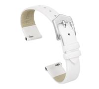 sourcing map 14mm White Genuine Leather Watch Bands, Quick Release Flat Thin Elegant Leather Watch Strap Wristband Replacement Bands with Silver Stainless Steel Buckle for Women