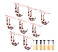 sourcing map 14Pcs Ceiling Curtain Rod Holders, 80mm Single Drapery Rod Bracket for 1" Pole, Curtain Rods Hook Hangers Support Wall Mount with Screws, Rose Gold