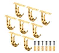 sourcing map 14Pcs Ceiling Curtain Rod Holders, 80mm Single Drapery Rod Bracket for 1" Pole, Curtain Rods Hook Hangers Support Wall Mount with Screws, Bright Gold