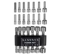 sourcing map 14pcs Hex Nut Driver Drill Bit 3/16"-7/16" 5-12mm Metric SAE 6-Point Drill Socket 1/4" Hex Shank CR-V Steel Quick-Change Nut Impact Driver Bit Set with Bit Holder