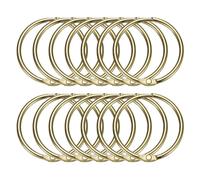 sourcing map 14pcs Shower Curtain Rings, 1.5 Inch ID Metal Round Snap Shower Curtain Hooks Glide Smoothly Shower Hooks for Bathroom Shower Curtain Rods, Gold