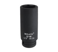 sourcing map 15/16 Inch SAE Deep Impact Socket 1/2 Inch Drive 6 Point Design CR-MO Steel Nut Impact Grade Socket for Auto Repair