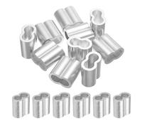 sourcing map 15/32" 12mm Aluminum Crimping Loop Sleeve Double Ferrule for Wire Rope Cable Line End, Silver 10pcs