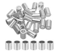 sourcing map 15/32" 12mm Aluminum Crimping Loop Sleeve Single Round Ferrule 28mm Height, Silver 25pcs