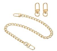sourcing map 15.7" Flat Purse Chain Strap, Gold Shoulder Straps Chains Metal Handbag Replacement Belt with 2 Pcs Metal Lobster Swivel Trigger Clips Style1 for Cross Body Wallet Bag