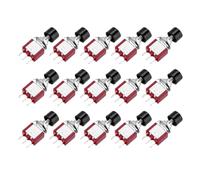 sourcing map 15 Pcs 2A/5A 250V AC/120V AC 7mm Mini Momentary Push Button Switch SPST NO+NC Black Switch Button with Soldering Foot for Electronic Devices