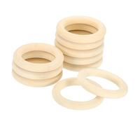 sourcing map 15 Pcs 50mm/2" Unfinished Natural Wooden Rings, 0.31" Thick Smooth Solid Wood Ring Circles Without Paint for Crafts Jewelry Making DIY Macrame Pendant Connectors (Wood Color)