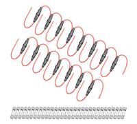 sourcing map 15 Pcs 5x20mm Inline Screw Type Fuse Holder 22 Gauge AWG Red Wire with 30 Pcs 10A Fast Blow Glass Fuses