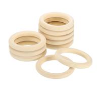 sourcing map 15 Pcs 70mm/2.8" Unfinished Natural Wooden Rings, 0.39" Thick Smooth Solid Wood Ring Circles Without Paint for Crafts Jewelry Making DIY Macrame Pendant Connectors (Wood Color)