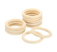 sourcing map 15 Pcs 80mm/3.1" Unfinished Natural Wooden Rings, 0.39" Thick Smooth Solid Wood Ring Circles Without Paint for Crafts Jewelry Making DIY Macrame Pendant Connectors (Wood Color)