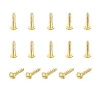 sourcing map 15 Pcs Brass Screws, M2.5 x 10mm Solid Slotted Round Head Self-Tapping Wood Screw Fasteners for Woodworking Furniture Repair Photo Frame Drywall Home Appliances, Gold