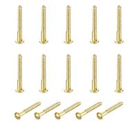sourcing map 15 Pcs Brass Screws, M3.5 x 30mm Solid Slotted Round Head Self-Tapping Wood Screw Fasteners for Woodworking Furniture Repair Photo Frame Drywall Home Appliances, Gold