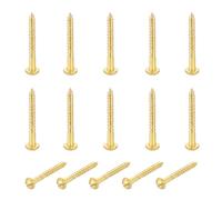sourcing map 15 Pcs Brass Screws, M3 x 25mm Solid Slotted Round Head Self-Tapping Wood Screw Fasteners for Woodworking Furniture Repair Photo Frame Drywall Home Appliances, Gold