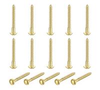 sourcing map 15 Pcs Brass Screws, M4 x 40mm Solid Slotted Round Head Self-Tapping Wood Screw Fasteners for Woodworking Furniture Repair Photo Frame Drywall Home Appliances, Gold