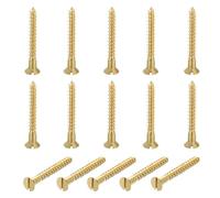 sourcing map 15 Pcs Brass Screws, M5 x 40mm Solid Slotted Drive Flat Head Self-Tapping Wood Screw Fasteners for Woodworking Furniture Repair Photo Frame Drywall Home Appliances, Gold