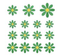 sourcing map 15 Pcs Daisy Flower Iron-on Patches, 3 Sizes 6.5/4.5/3cm Cute Sew Embroidery Applique Patches for Clothing Repair Backpack Shoes Decoration, Green