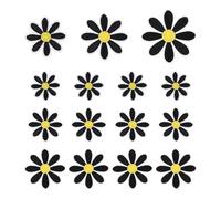 sourcing map 15 Pcs Daisy Flower Iron-on Patches, 3 Sizes 6.5/4.5/3cm Cute Sew Embroidery Applique Patches for Clothing Repair Backpack Shoes Decoration, Black