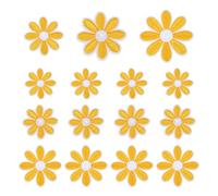 sourcing map 15 Pcs Daisy Flower Iron-on Patches, 3 Sizes 6.5/4.5/3cm Cute Sew Embroidery Applique Patches for Clothing Repair Backpack Shoes Decoration, Yellow-White