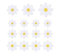 sourcing map 15 Pcs Daisy Flower Iron-on Patches, 3 Sizes 6.5/4.5/3cm Cute Sew Embroidery Applique Patches for Clothing Repair Backpack Shoes Decoration, White