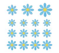 sourcing map 15 Pcs Daisy Flower Iron-on Patches, 3 Sizes 6.5/4.5/3cm Cute Sew Embroidery Applique Patches for Clothing Repair Backpack Shoes Decoration, Blue