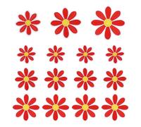 sourcing map 15 Pcs Daisy Flower Iron-on Patches, 3 Sizes 6.5/4.5/3cm Cute Sew Embroidery Applique Patches for Clothing Repair Backpack Shoes Decoration, Red
