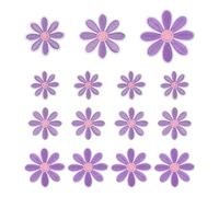 sourcing map 15 Pcs Daisy Flower Iron-on Patches, 3 Sizes 6.5/4.5/3cm Cute Sew Embroidery Applique Patches for Clothing Repair Backpack Shoes Decoration, Purple