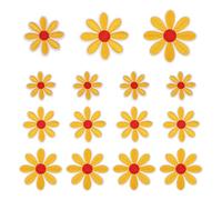 sourcing map 15 Pcs Daisy Flower Iron-on Patches, 3 Sizes 6.5/4.5/3cm Cute Sew Embroidery Applique Patches for Clothing Repair Backpack Shoes Decoration, Yellow