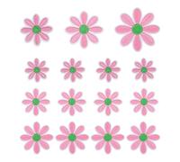 sourcing map 15 Pcs Daisy Flower Iron-on Patches, 3 Sizes 6.5/4.5/3cm Cute Sew Embroidery Applique Patches for Clothing Repair Backpack Shoes Decoration, Pink