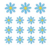 sourcing map 15 Pcs Daisy Flower Iron-on Patches, 3cm Cute Sew Embroidery Applique Patches for Clothing Repair Backpack Shoes Decoration, Blue
