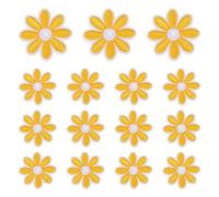 sourcing map 15 Pcs Daisy Flower Iron-on Patches, 4.5cm Cute Sew Embroidery Applique Patches for Clothing Repair Backpack Shoes Decoration, Yellow-White