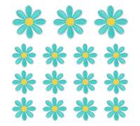 sourcing map 15 Pcs Daisy Flower Iron-on Patches, 4.5cm Cute Sew Embroidery Applique Patches for Clothing Repair Backpack Shoes Decoration, Light Green