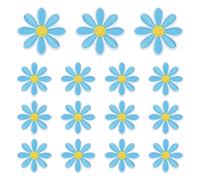 sourcing map 15 Pcs Daisy Flower Iron-on Patches, 4.5cm Cute Sew Embroidery Applique Patches for Clothing Repair Backpack Shoes Decoration, Blue