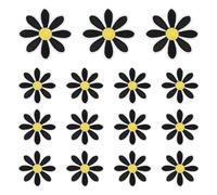 sourcing map 15 Pcs Daisy Flower Iron-on Patches, 4.5cm Cute Sew Embroidery Applique Patches for Clothing Repair Backpack Shoes Decoration, Black