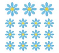 sourcing map 15 Pcs Daisy Flower Iron-on Patches, 6.5cm Cute Sew Embroidery Applique Patches for Clothing Repair Backpack Shoes Decoration, Blue