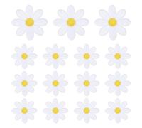 sourcing map 15 Pcs Daisy Flower Iron-on Patches, 6.5cm Cute Sew Embroidery Applique Patches for Clothing Repair Backpack Shoes Decoration, White