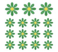 sourcing map 15 Pcs Daisy Flower Iron-on Patches, 6.5cm Cute Sew Embroidery Applique Patches for Clothing Repair Backpack Shoes Decoration, Green
